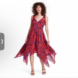 Alexis X Target Handkerchief Hem Bow Shoulder Printed Dress